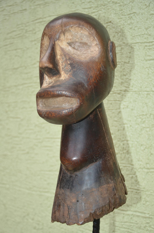 Lega Head Statue | Hand-Carved Wood Bwami Sculpture | Congo Ancestral Wisdom Art