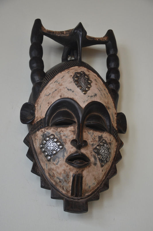 Igbo Maiden Spirit Helmet Mask | African Tribal Wall Decor | Hand Carved Wood Art
