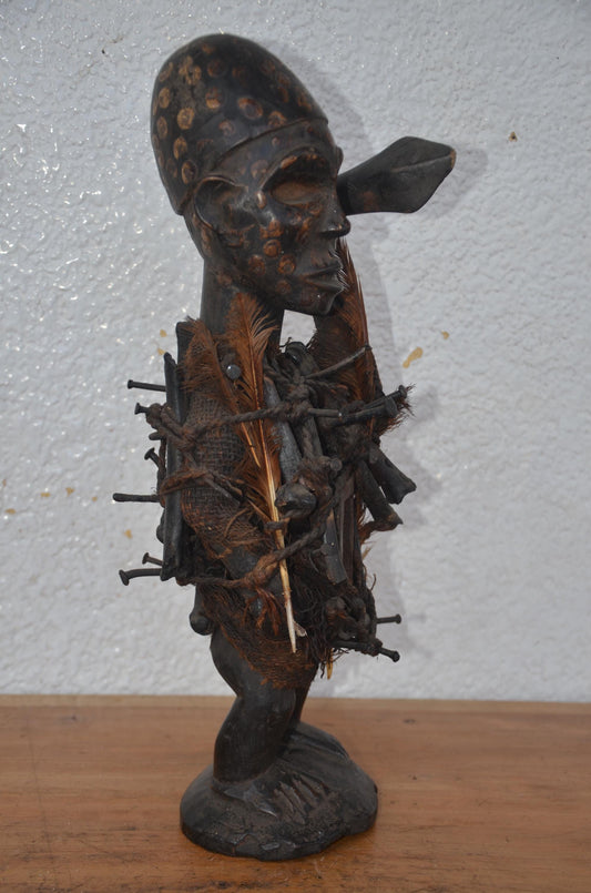 Songye Nkisi Power Figure | African Wood Sculpture | Congo Tribal Statue