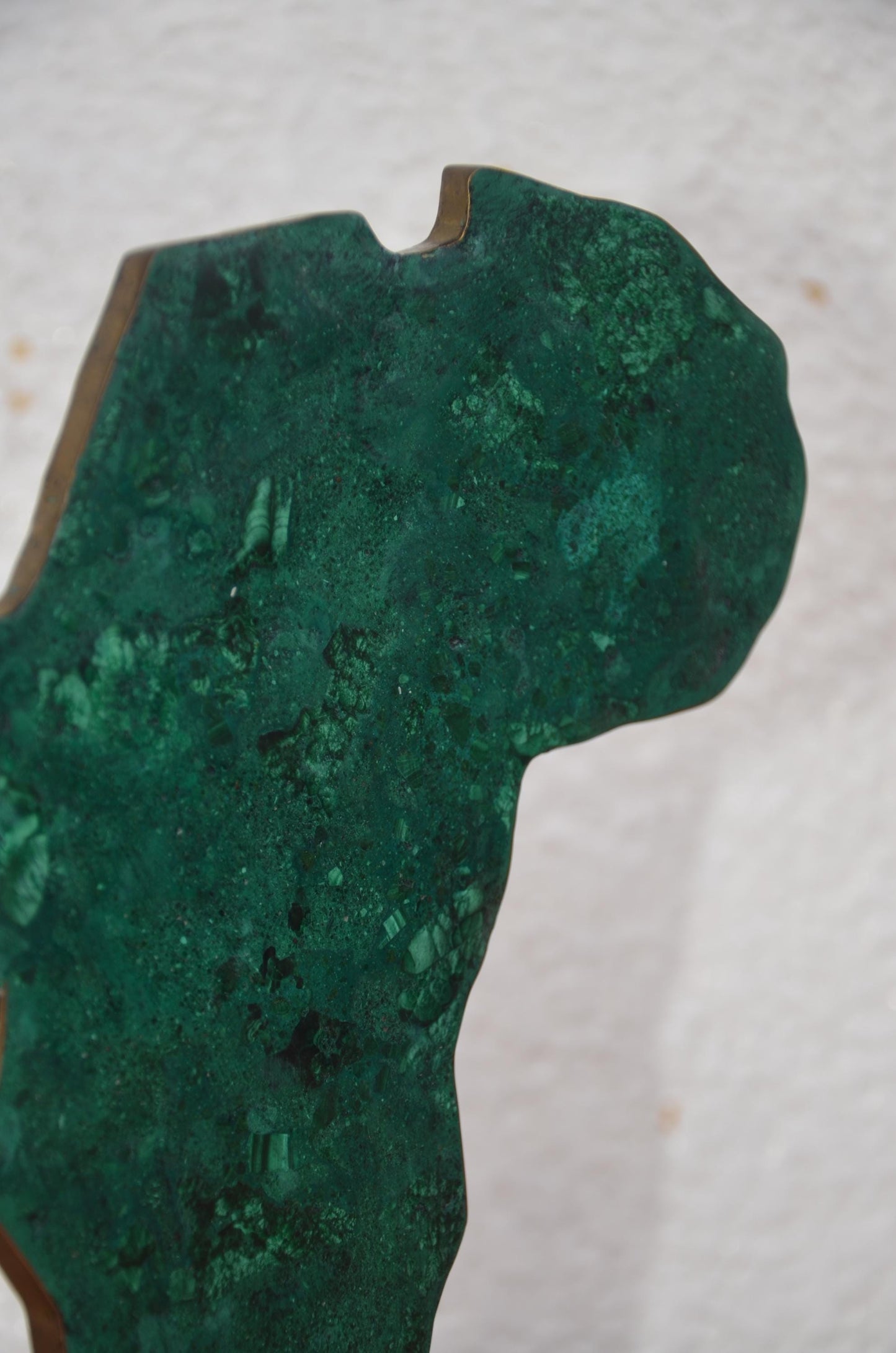 Malachite Africa Map | Copper Relief Stone Statue | Hand-Stamped Afrique Desk Sculpture