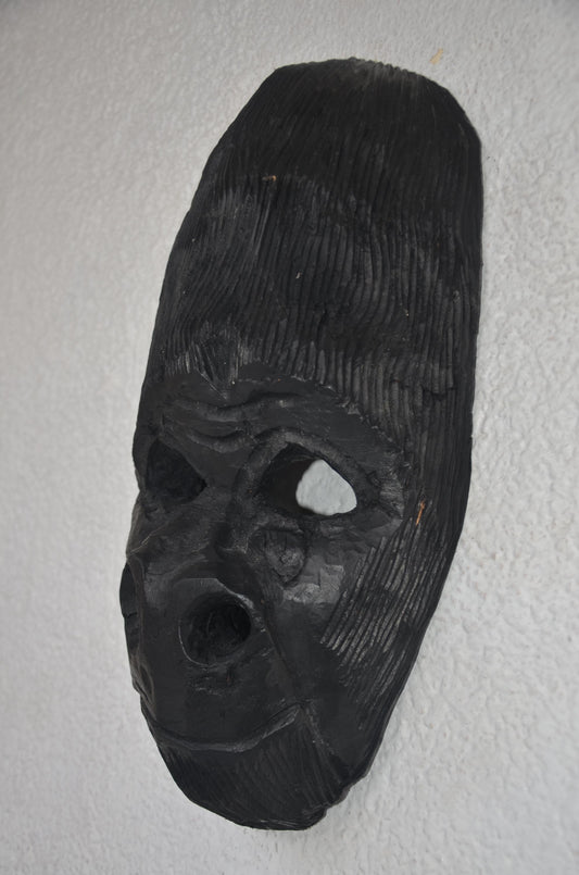 Rwandan Gorilla Mask | Hand-Carved Wood Mountain Silverback Art | Rwanda Wildlife Wall Decor