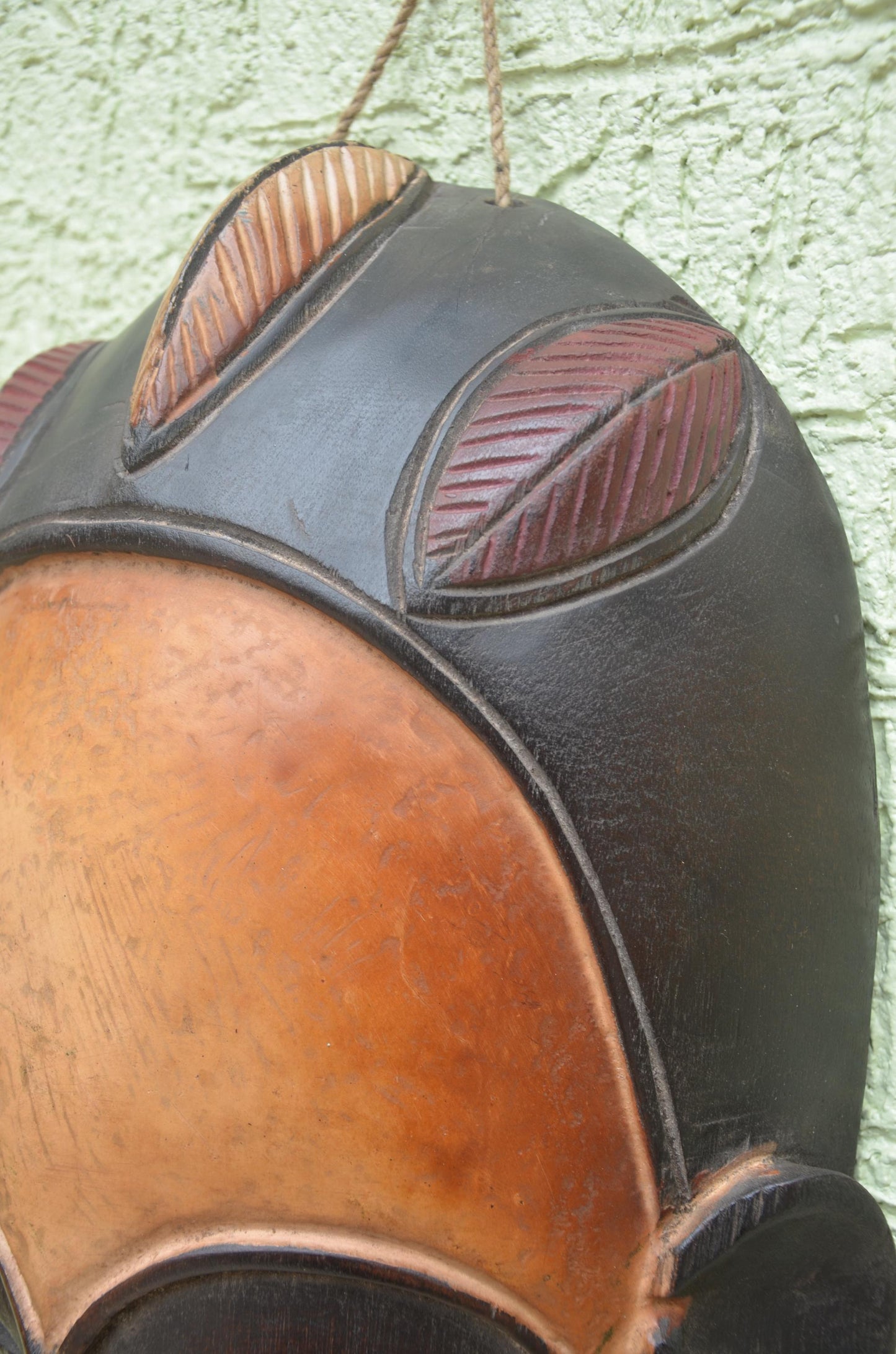 Luba Facemask | Elongated Hand-Carved Wood Art | DRC Congo Deep Profile Tribal Decor