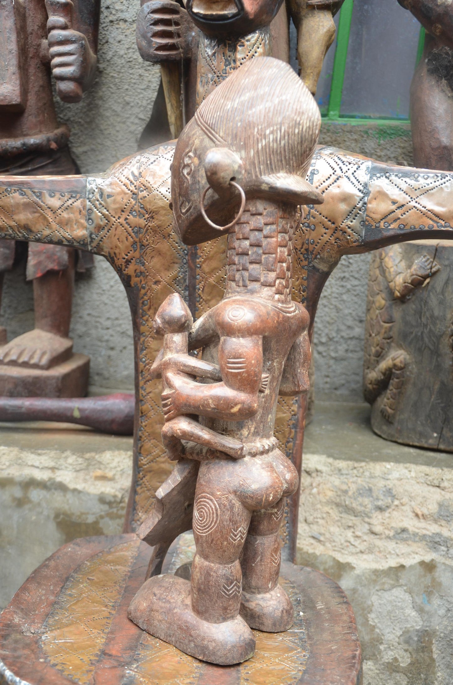 Yoruba Maternity Figure Nigeria | African Wood Sculpture | Tribal Mother Statue