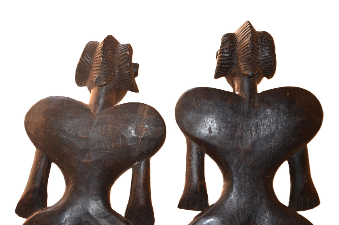 Luba Beaded Couple Figures DRC | African Wood Sculpture | Congo Tribal Statue