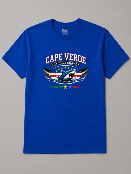 Cape Verde Football Shirt, Blue Sharks Fan Shirt, Cape Verde Soccer Tee, African Football Supporter Shirt