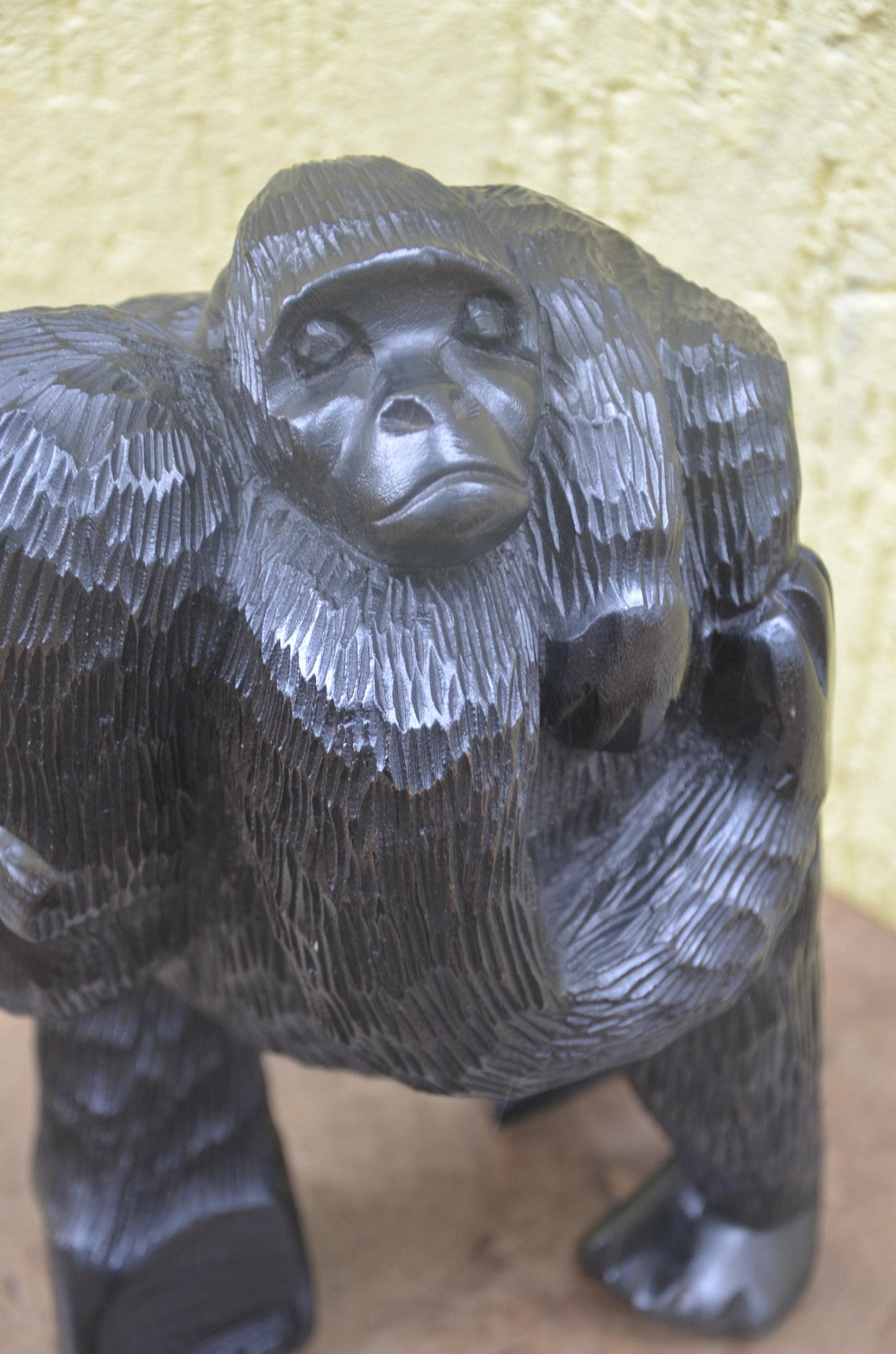Wooden Gorilla Mother & Baby | Hand-Carved African Wildlife Sculpture | Nursery Art