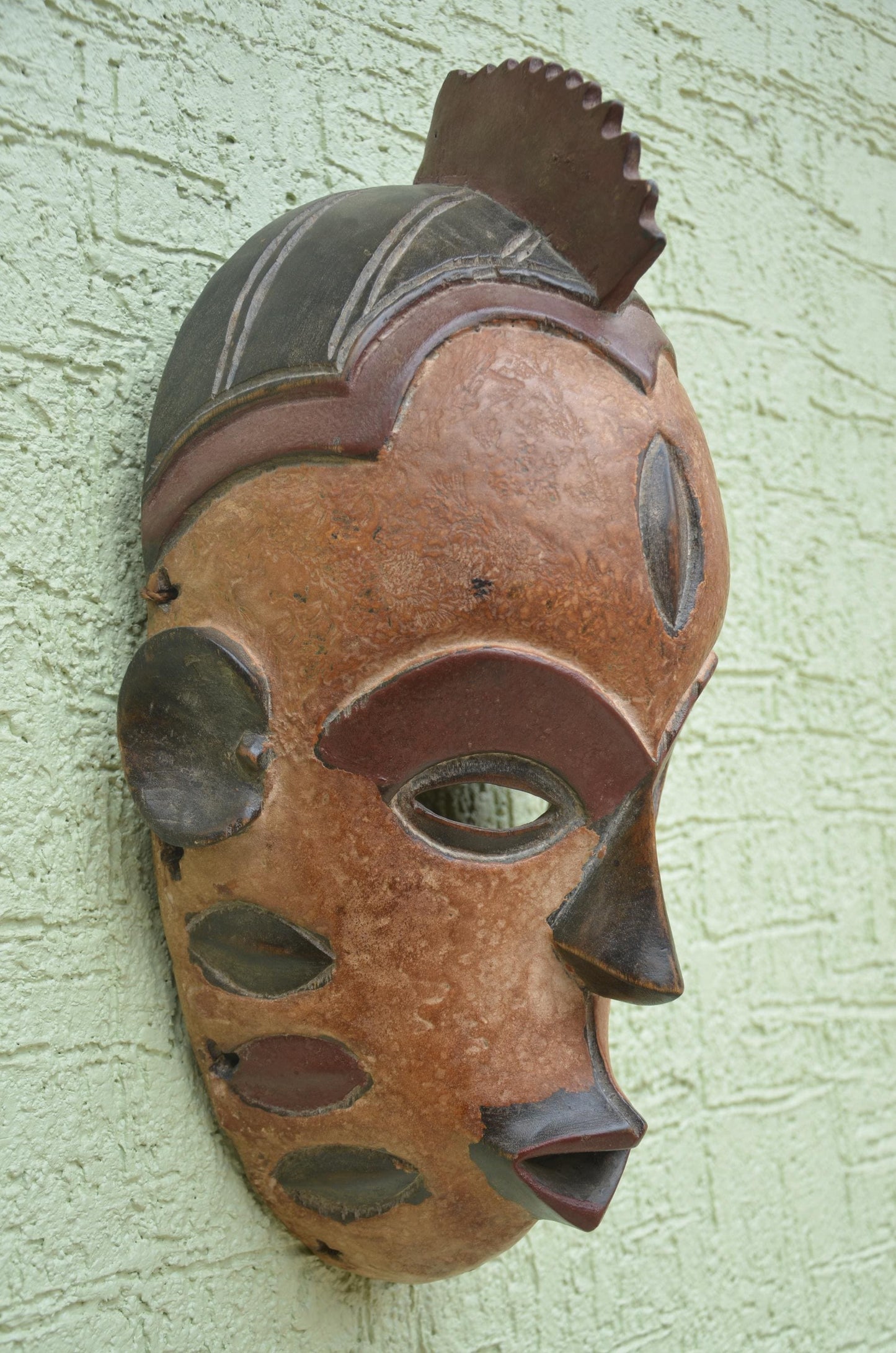 Pende Facemask | Authentic DRC Tribal Art | Hand-Carved Congolese Ritual Plaque
