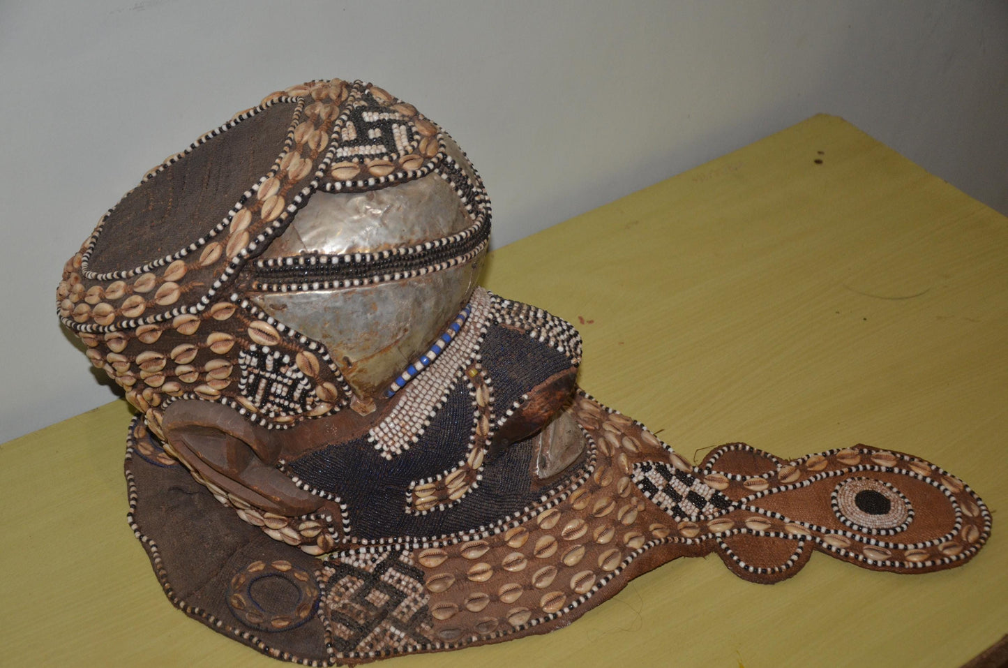 Kuba Ngady Mwaash Mask | Authentic Congolese Beaded Art | Luxury Tribal Ritual Plaque