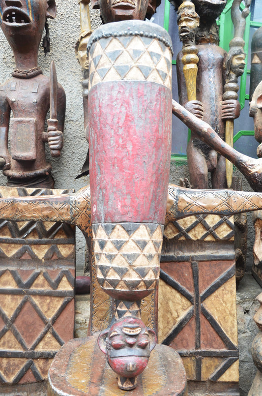 Pende Tam Tam Ceremonial Drum – Hand-Carved Wood Ritual Drum – Tribal Art