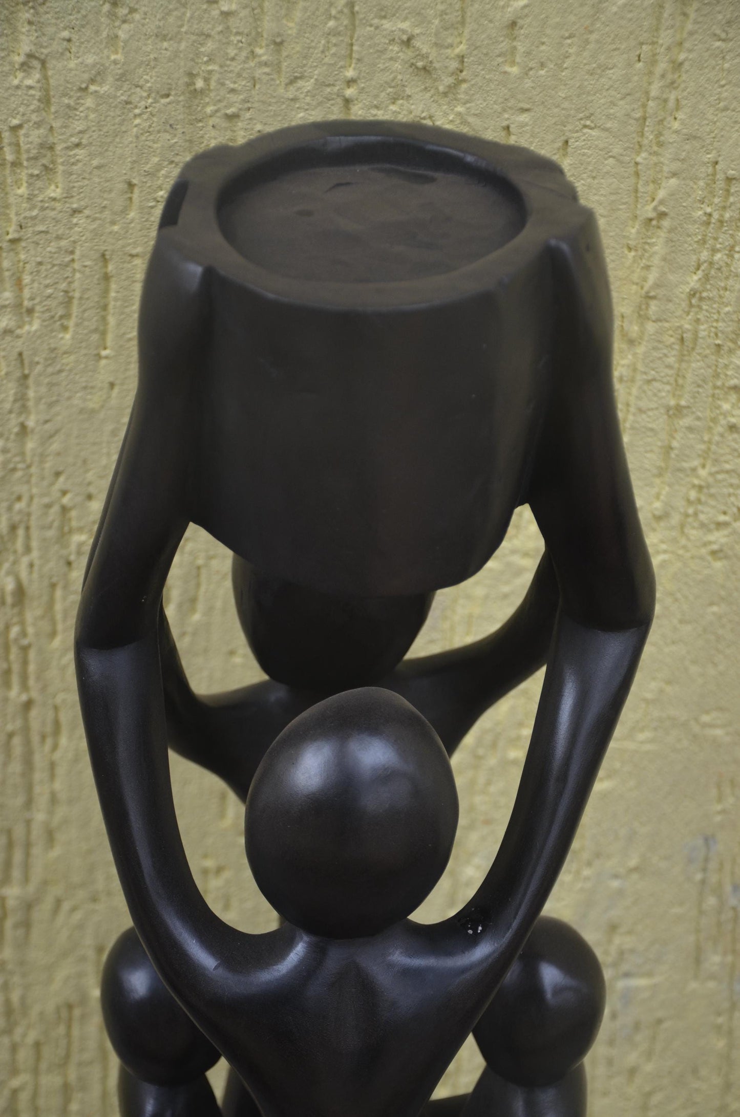 Community Unity Sculpture | Large African Wood Carving | Abstract Interconnected Figure Art