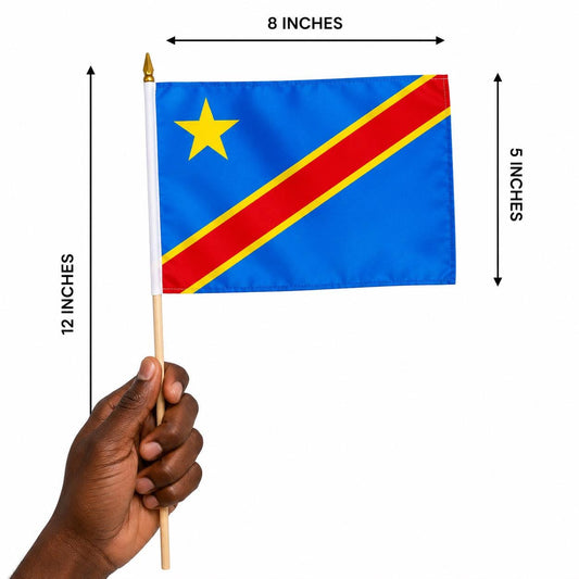 Democratic Republic of Congo Flag | DRC Handheld Flag | Congolese Pride Decor | Congo Independence Celebration Flag | African Heritage Gift