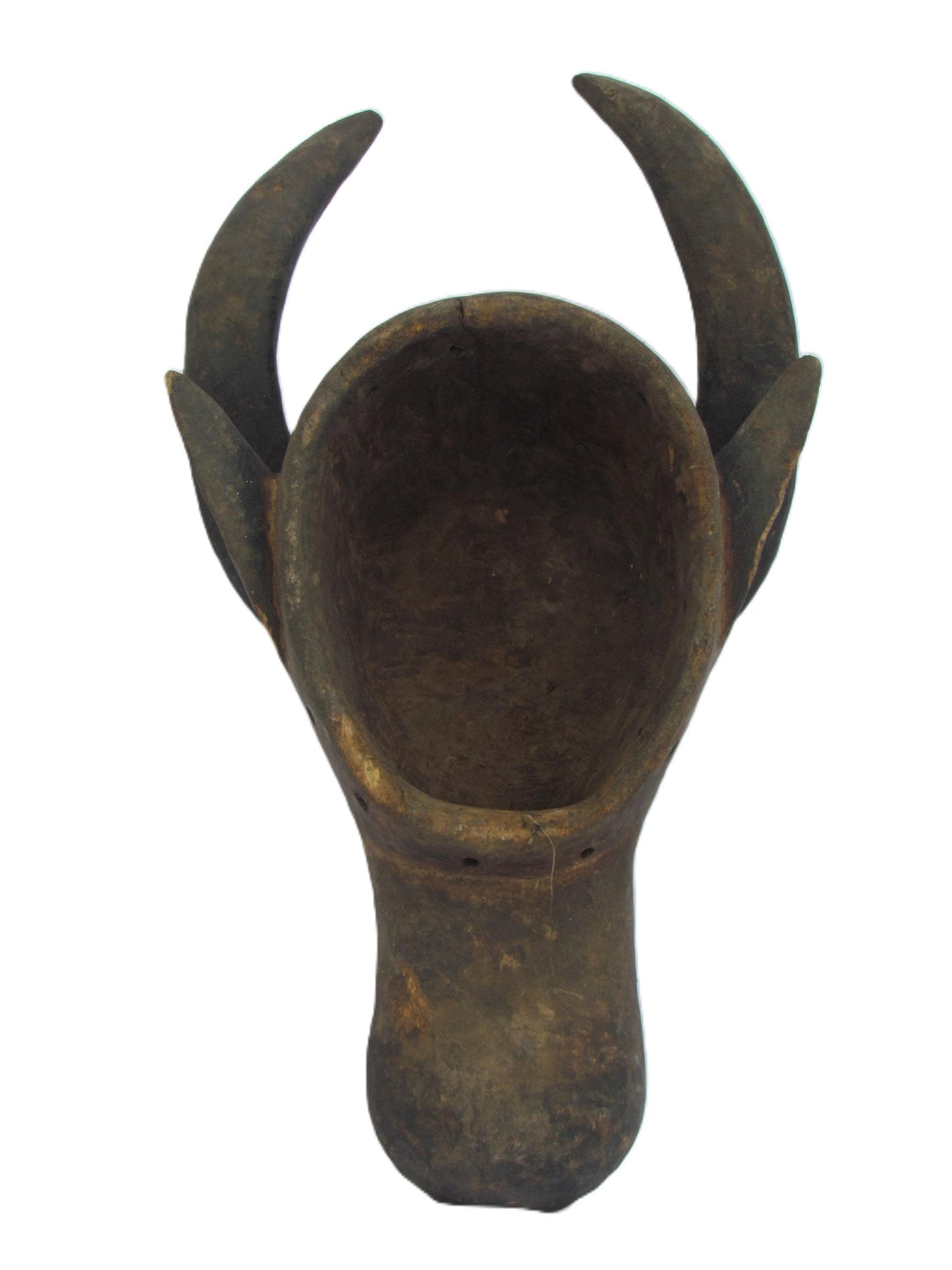 African Luba Buffalo Mask – Vintage Wood Zoomorphic Tribal Art Congo