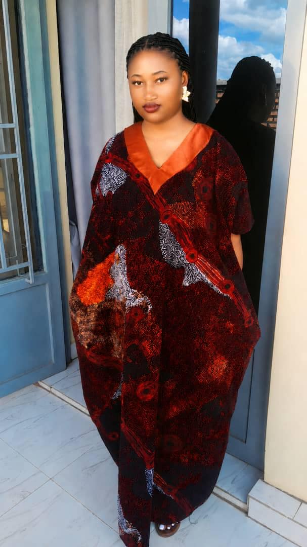 Ruby Flame Boubou | Oversized Maxi Dress | Bold Earth-Tone African Luxury Kaftan