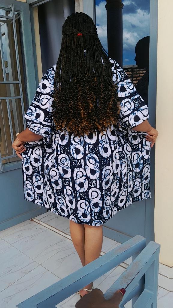 Midnight Bloom Pocket Kaftan | Chic Black & White Short Kaftan | Relaxed Abstract Dress
