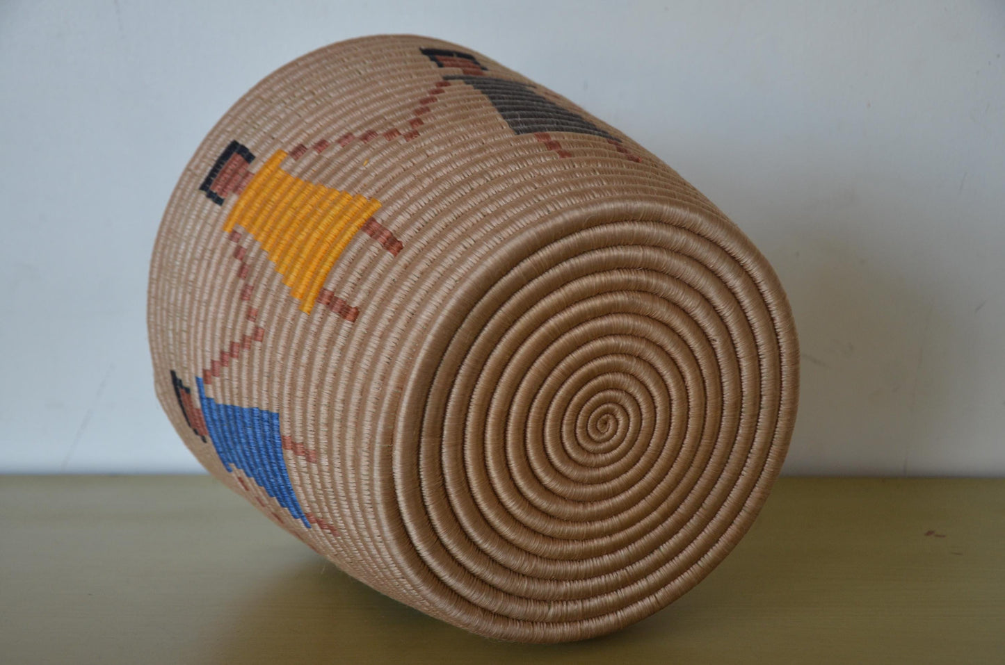 Handwoven African Coiled Basket | Abstract Figurative Art | Decorative Storage Vessel