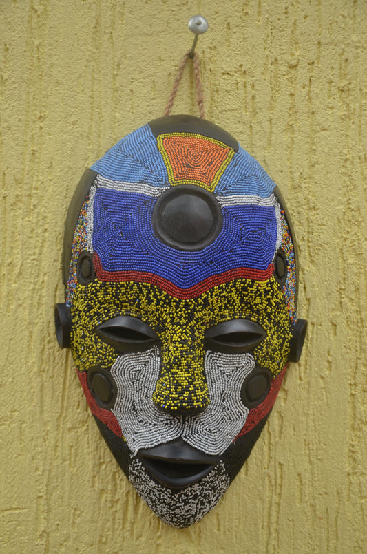 Bamileke Beaded Mask | Authentic Cameroonian Art | Large Tribal Wall Sculpture