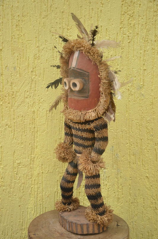 Pende Minganji Dancer Doll | Carved Wood Masquerade Figure | Congo