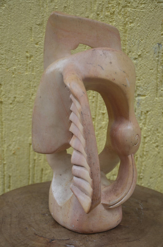 Abstract Soapstone Sculpture | Hand-Carved African Stone Art | Minimalist Table Decor