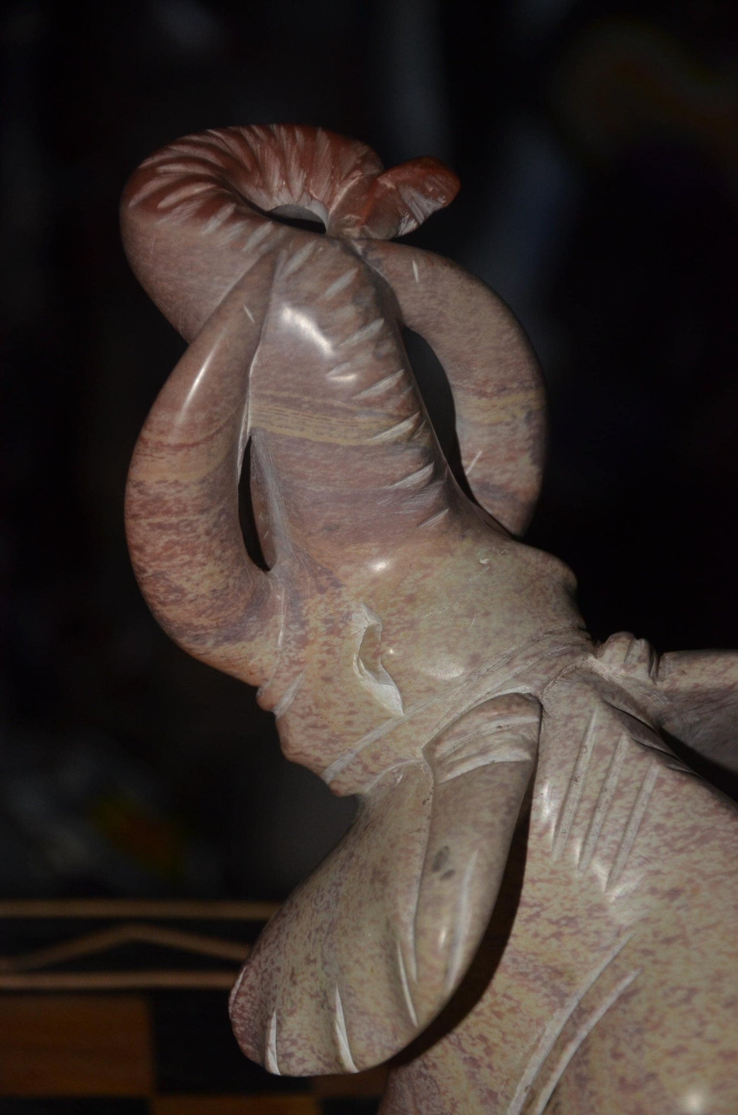 Hand-Carved Soapstone Elephant Sculpture – Natural Stone African Animal Art