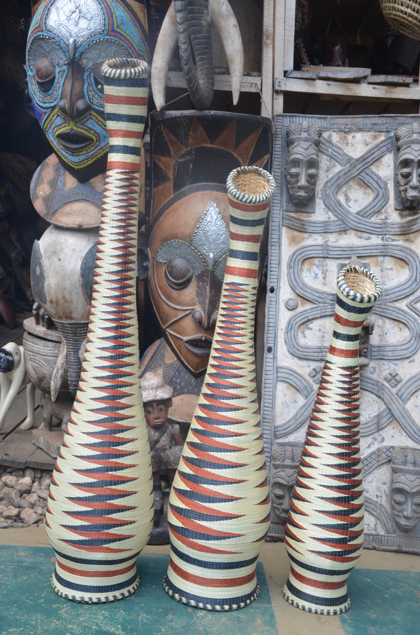 Large Rwandan Floor Vase | Traditional Hand-Woven Decor | Tall Artisan Basketry