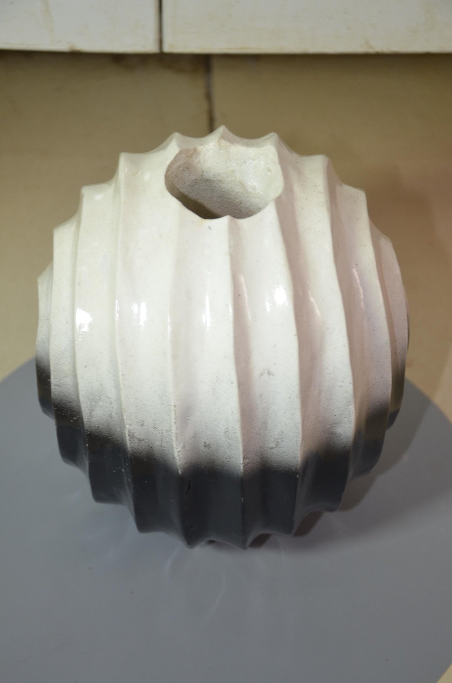 Fluted Pumpkin Vase Duo | Hand-Carved Wood, Metallic Olive Gold Finish