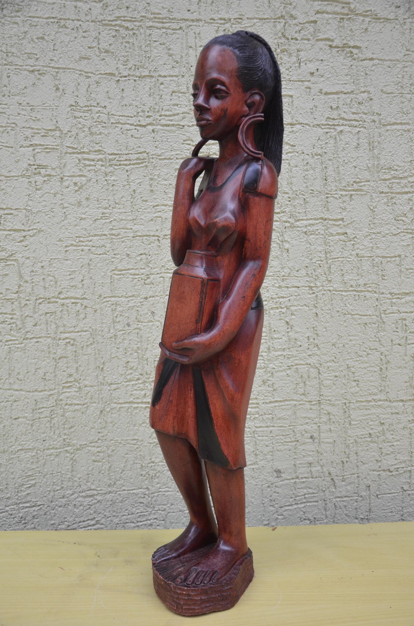 Large African Wooden Water Bearer Sculpture | Tribal Art