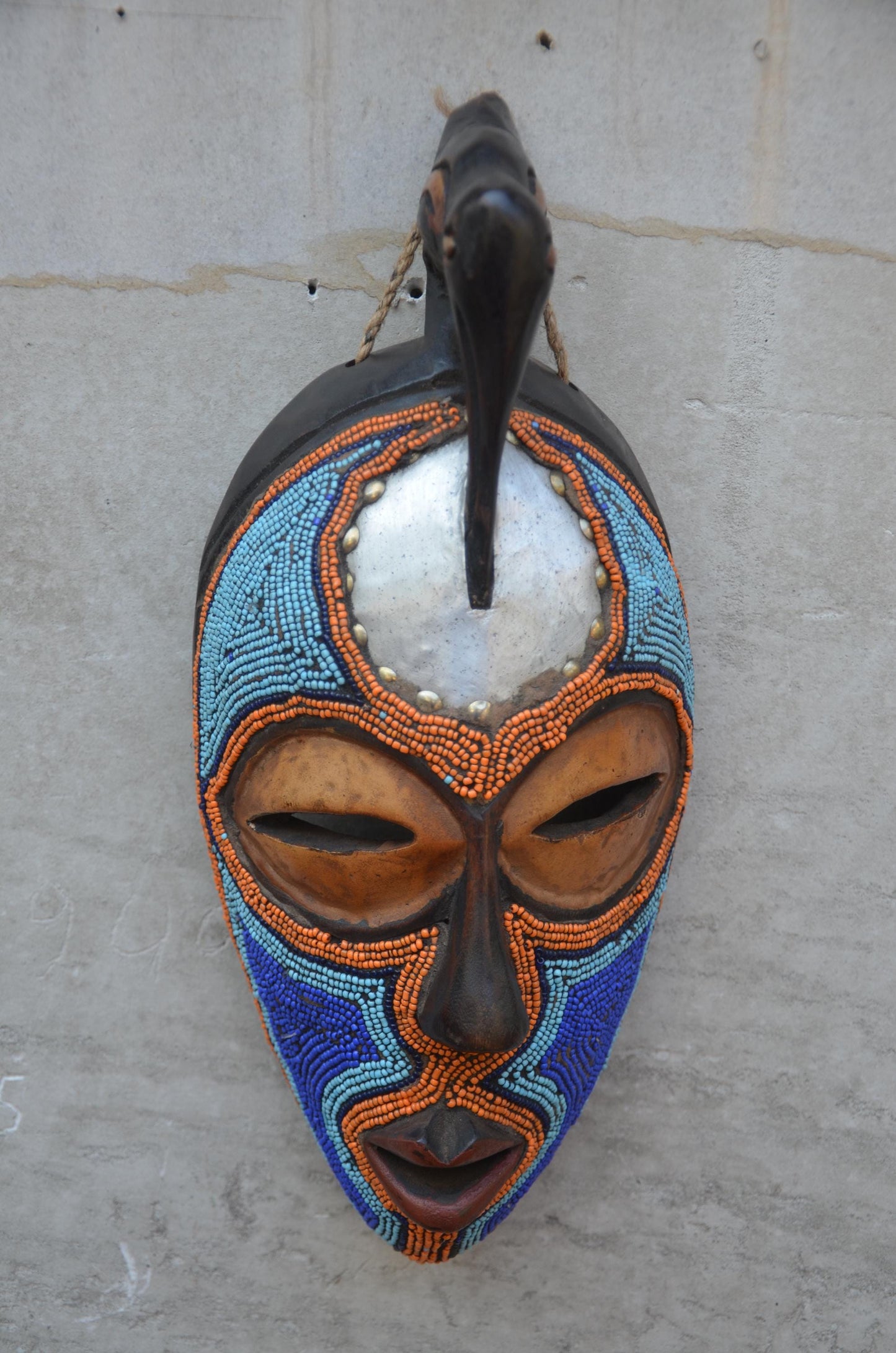 Authentic Bamum Beaded Mask | Cameroon Grassfields Art | Tribal Decor