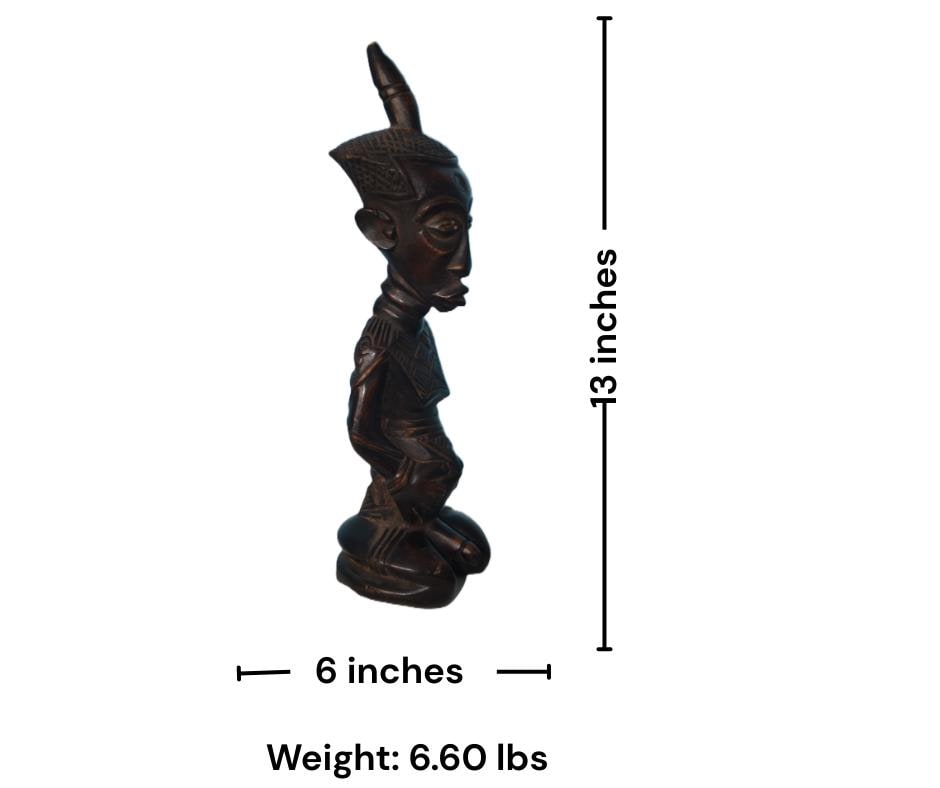 Ndengese African Wood Statue, Hand-Carved Congo Ancestor Figure