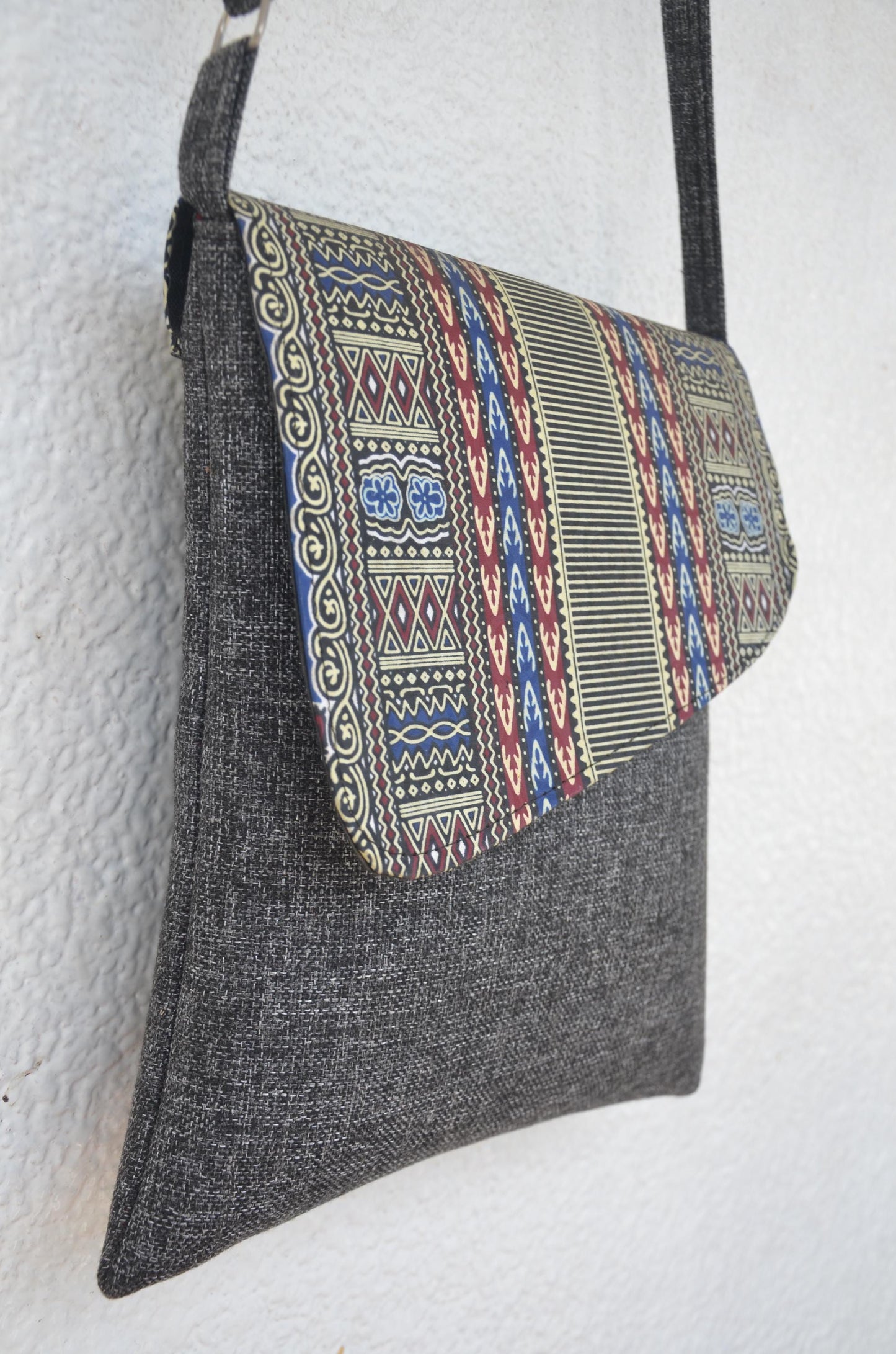 Handmade African Print Crossbody Messenger Bag | Fold-Over Tribal Shoulder Bag