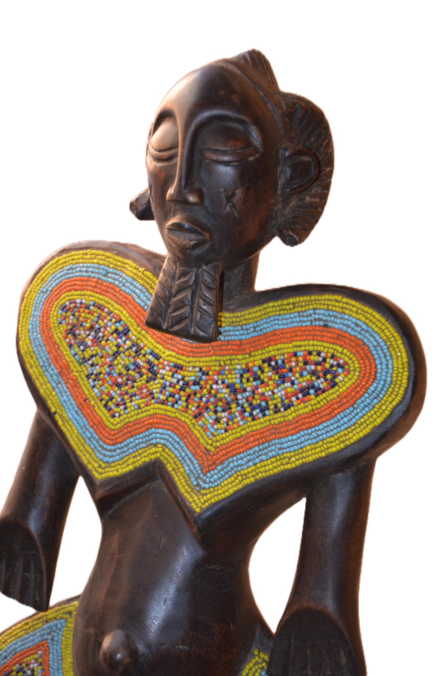 Luba Couple Statue – 21" Hand-Carved Wood Congo Ancestor Figure – Tribal Art.