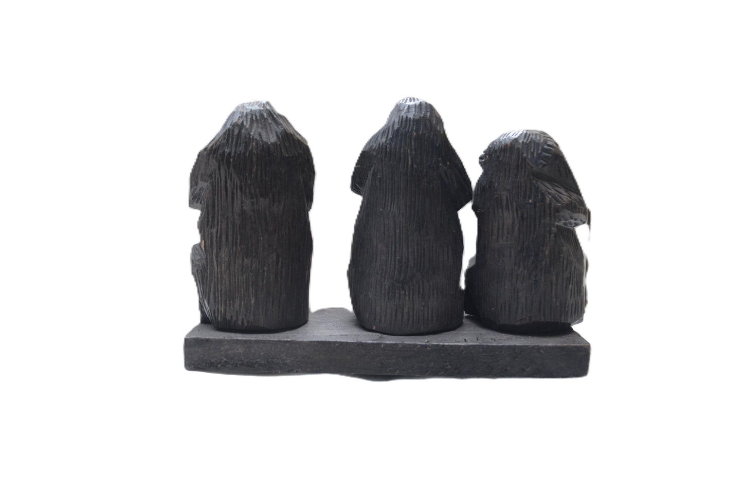 Three Wise Gorillas Wood Carving, See Hear Speak No Evil African Statue Set