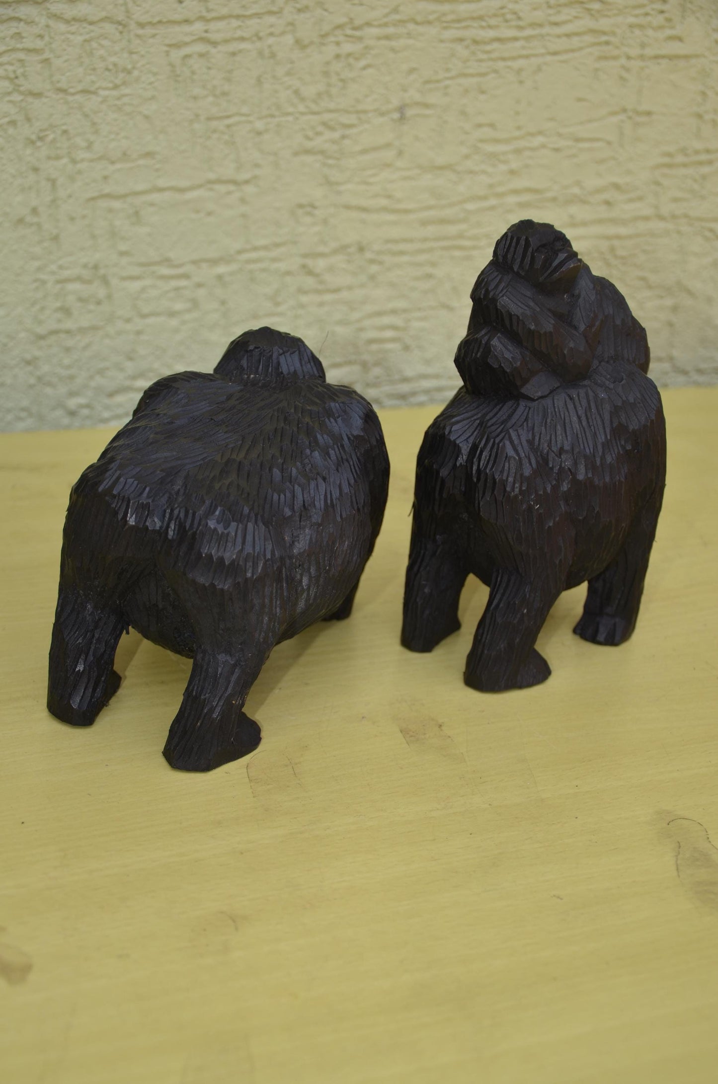 Hand Carved Wooden Gorilla Family Sculpture | Wildlife Art