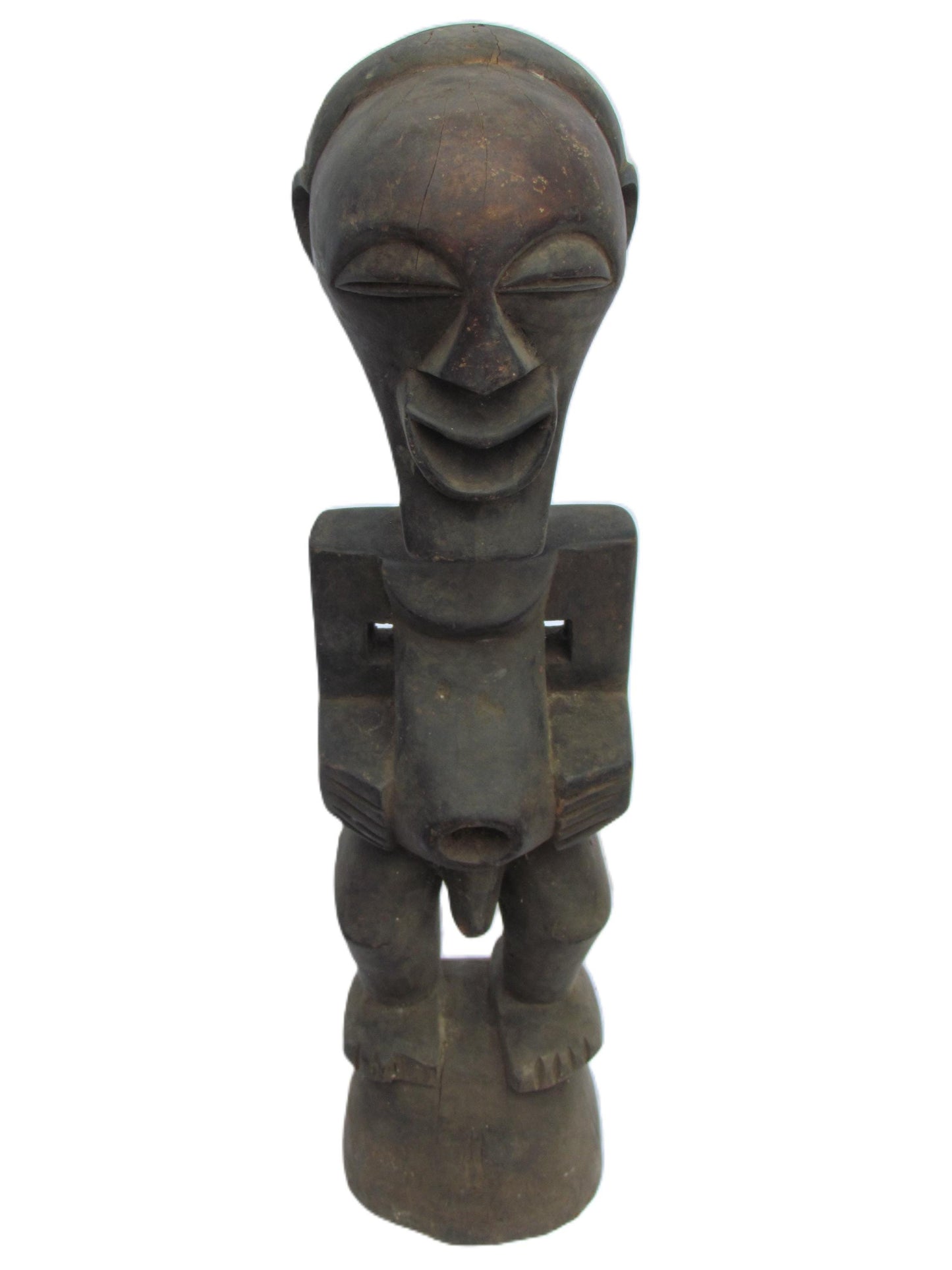 Male Songye Statue – 24" Hand-Carved Wood Congo Power Figure – Tribal Decor