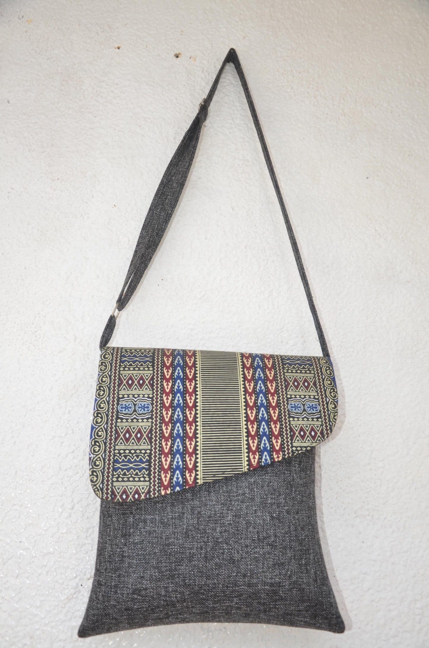 Handmade African Print Crossbody Messenger Bag | Fold-Over Tribal Shoulder Bag