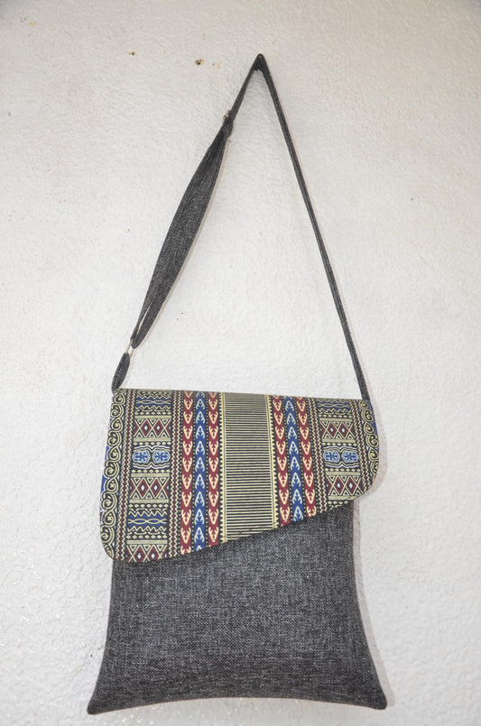 Handmade African Print Crossbody Messenger Bag | Fold-Over Tribal Shoulder Bag