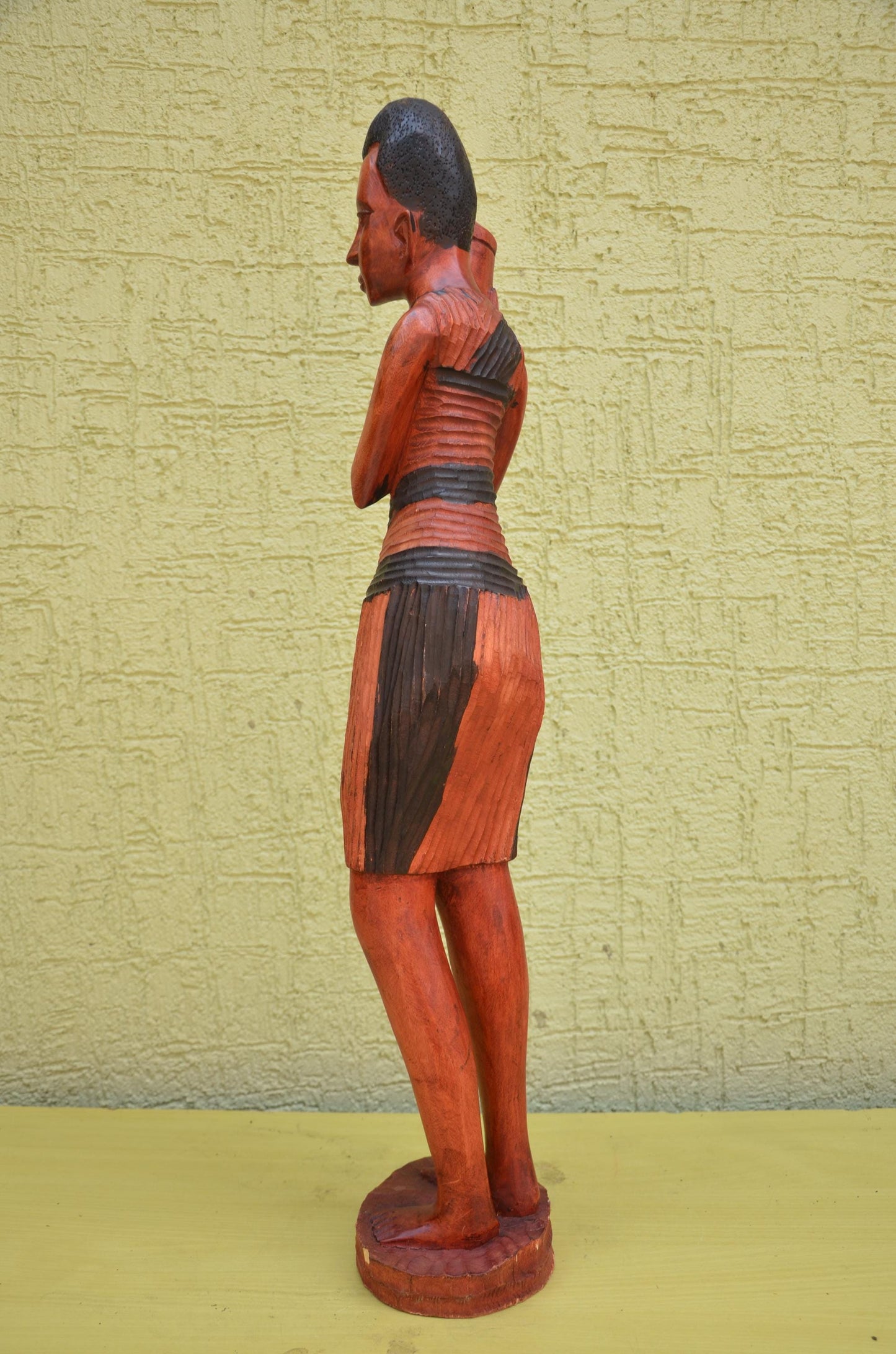African Female Water Bearer Wooden Sculpture | Tribal Art