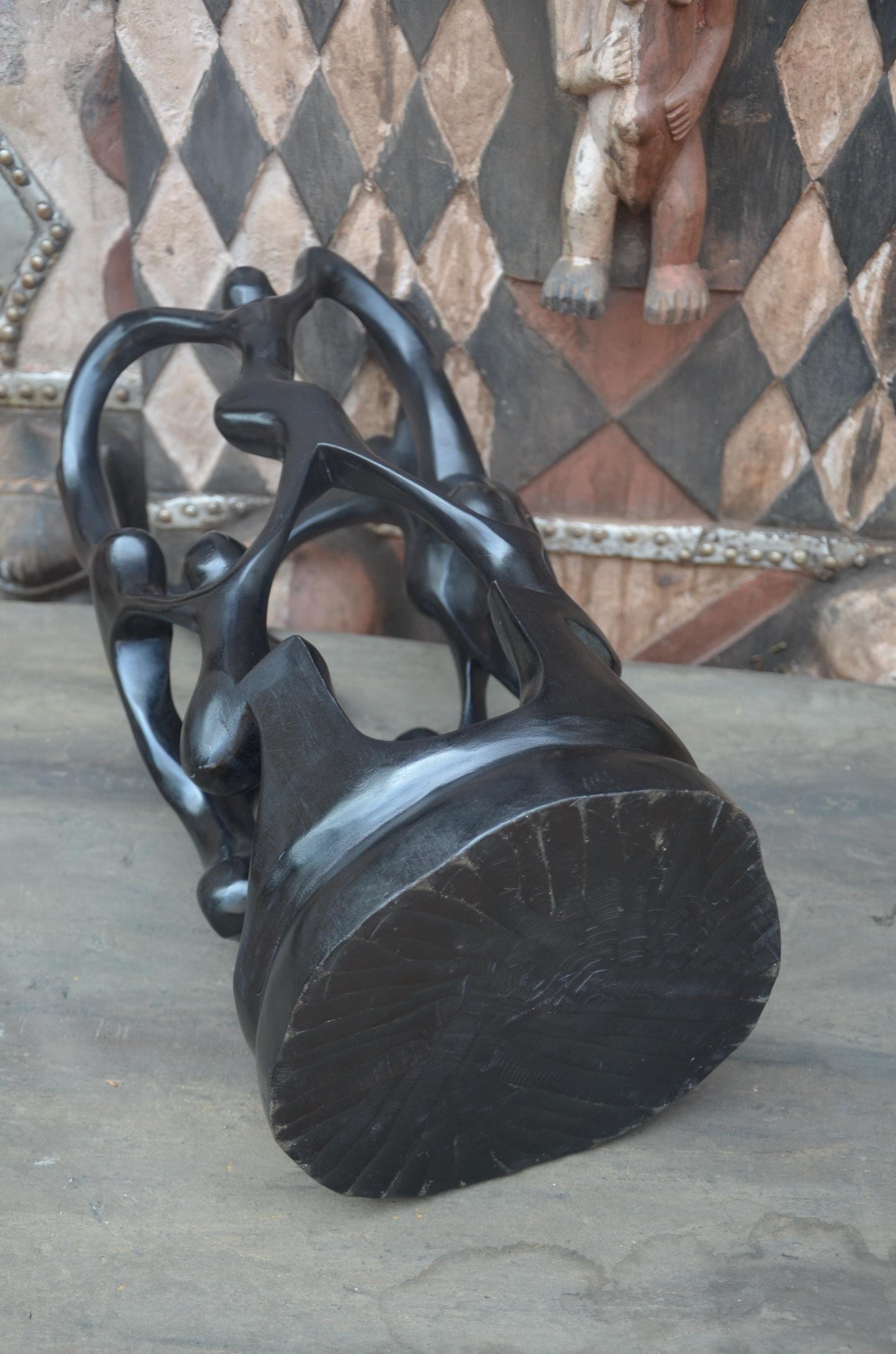 Hand-Carved African Abstract Family Ascent Sculpture
