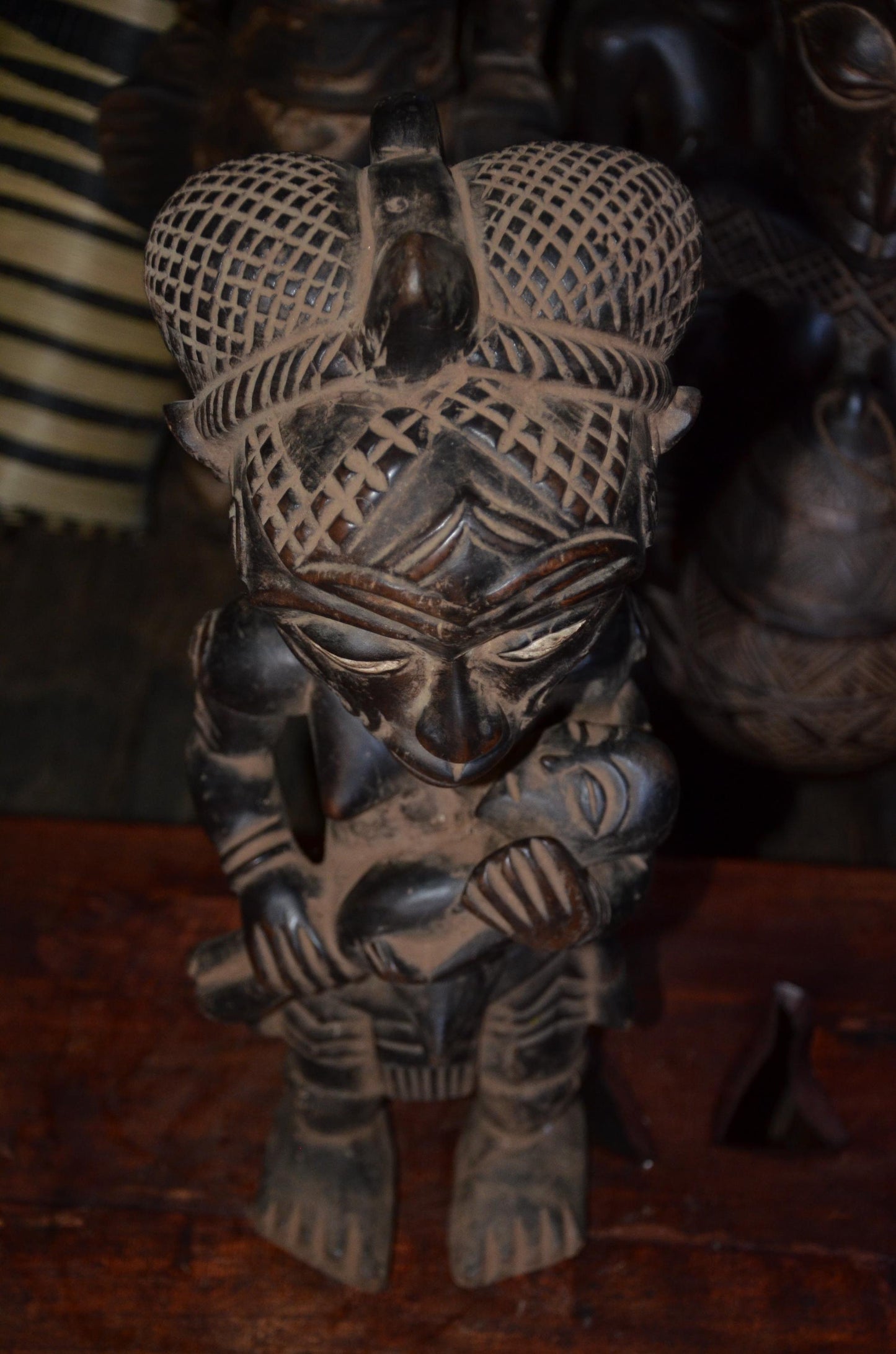 Authentic Lulua Maternity Figure | Bena Lulua Sculpture | African Tribal Art
