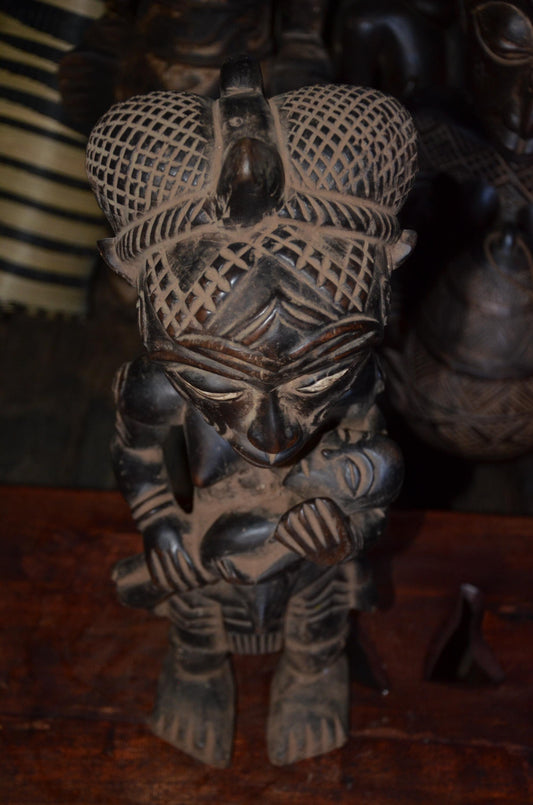 Authentic Lulua Maternity Figure | Bena Lulua Sculpture | African Tribal Art