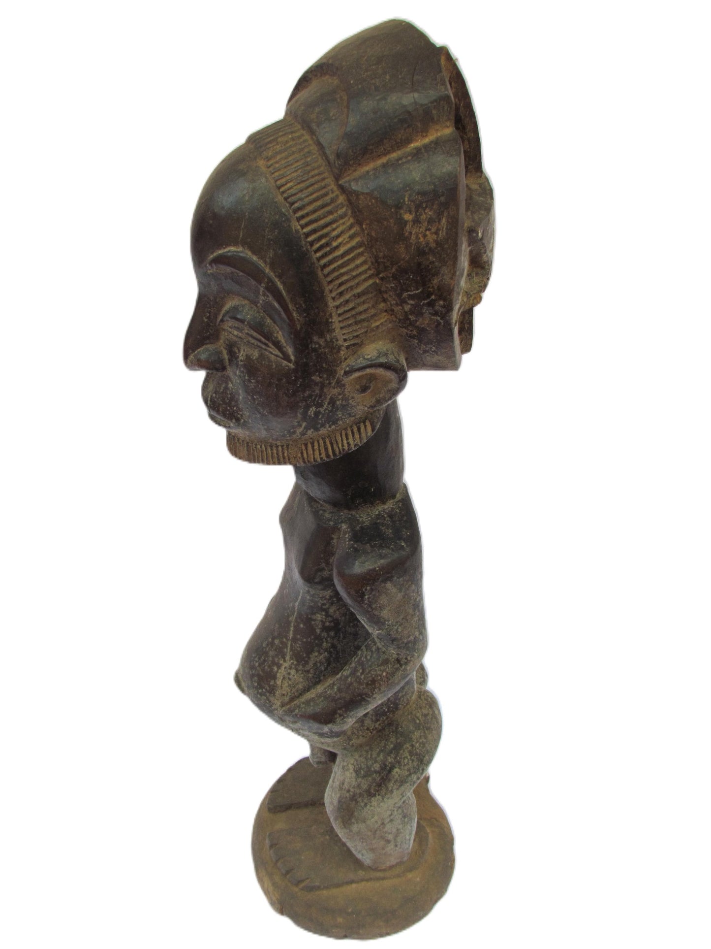 Statue africaine en bois sculpté à la main de la tribu Luba Hemba, Congo