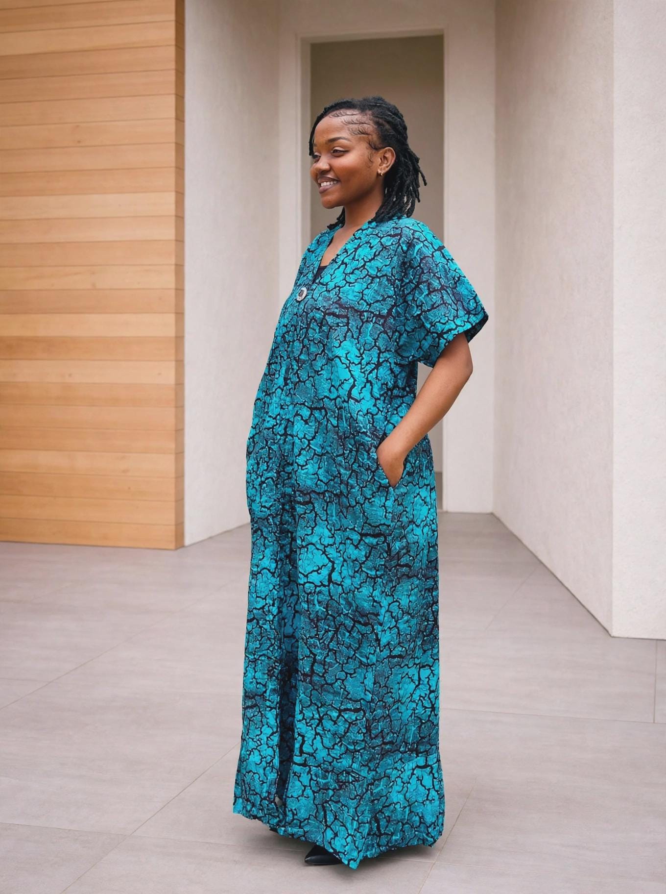 Adire Silk Bubu Dress | Free Size Tie Dye Caftan, Maxi Dress