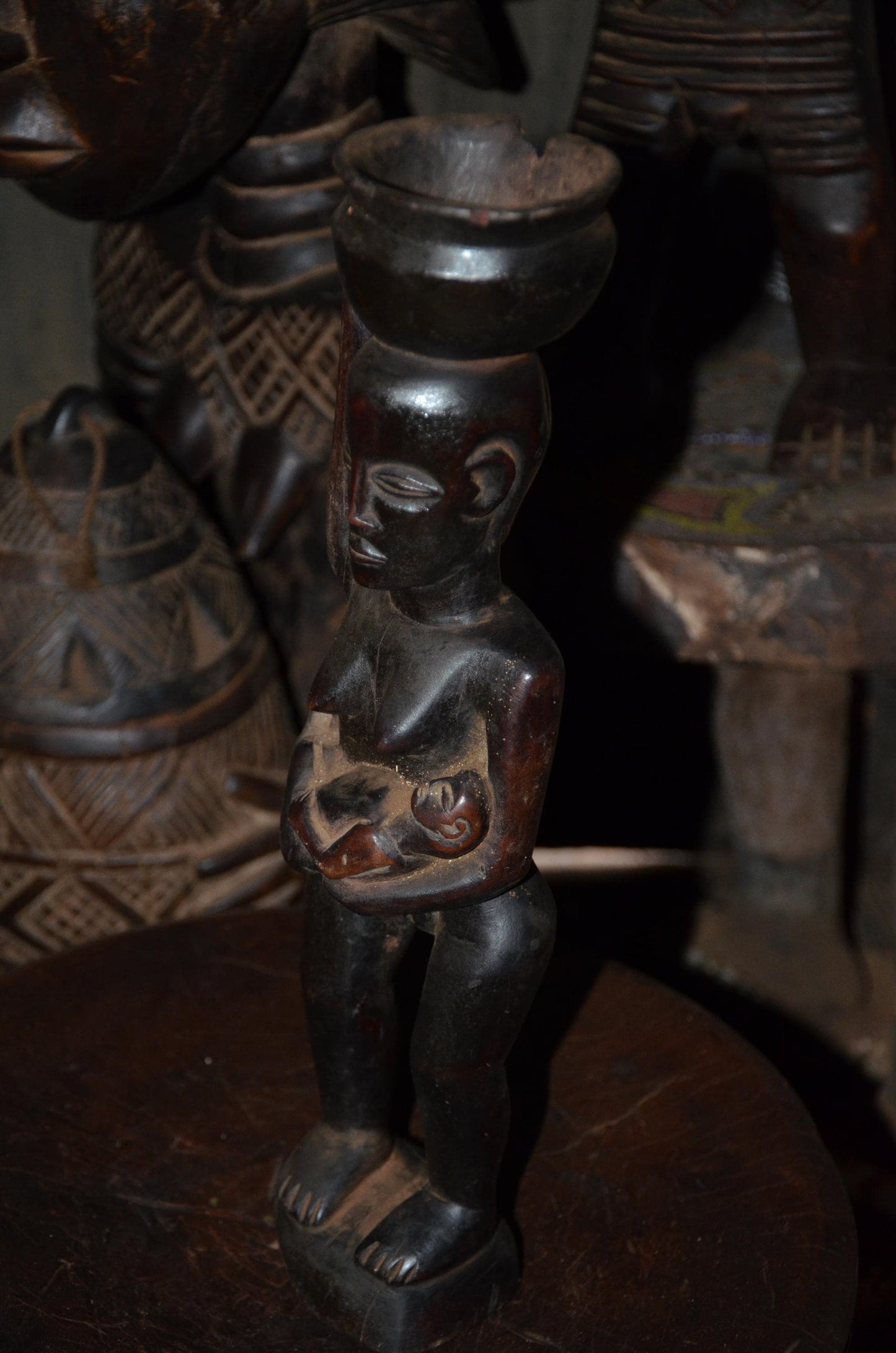 Authentic Luba Hemba Maternity | Tribal Basin Figure | Congolese Tribal Art