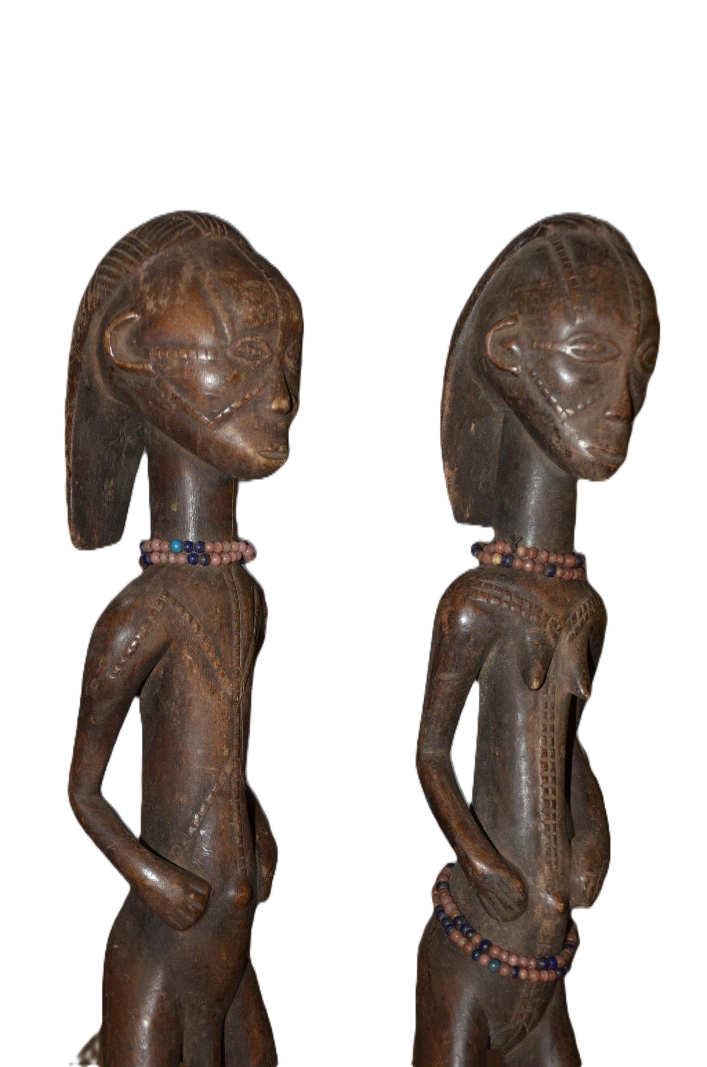 Tabwa Couple Statue | Authentic African Ancestral Art | Tribal Wood Carving