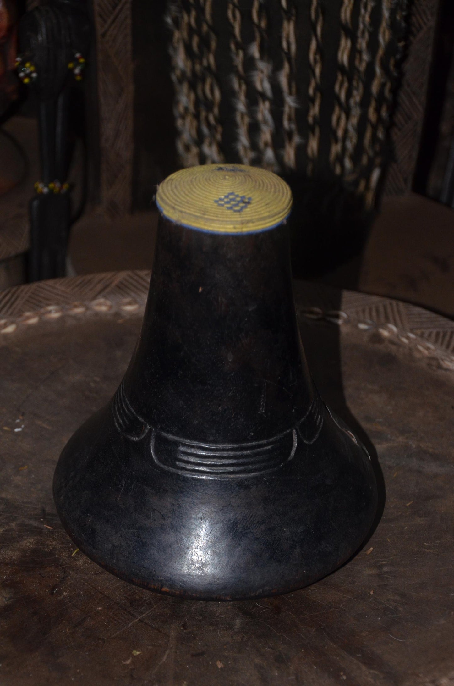 Traditional Rwandan Icyansi Wooden Milk Container | Hand-Carved Heritage Dairy Art