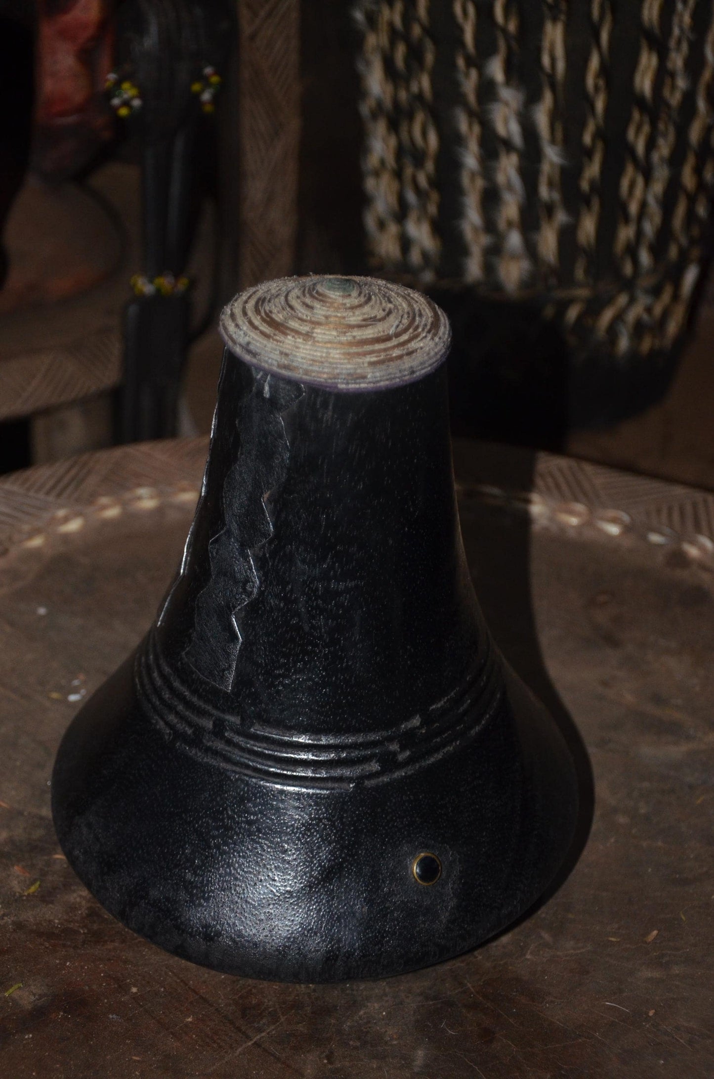 Handcrafted Rwandan Icyansi Wooden Milk Pot | Traditional Heritage Dairy Vessel