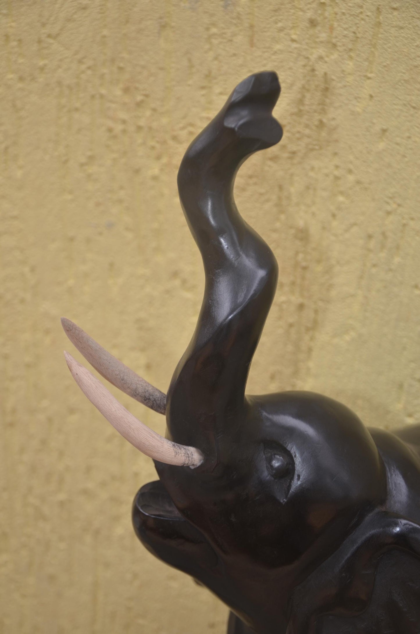 Large Hand-Carved Wooden Elephant | African Animal Sculpture | Decor