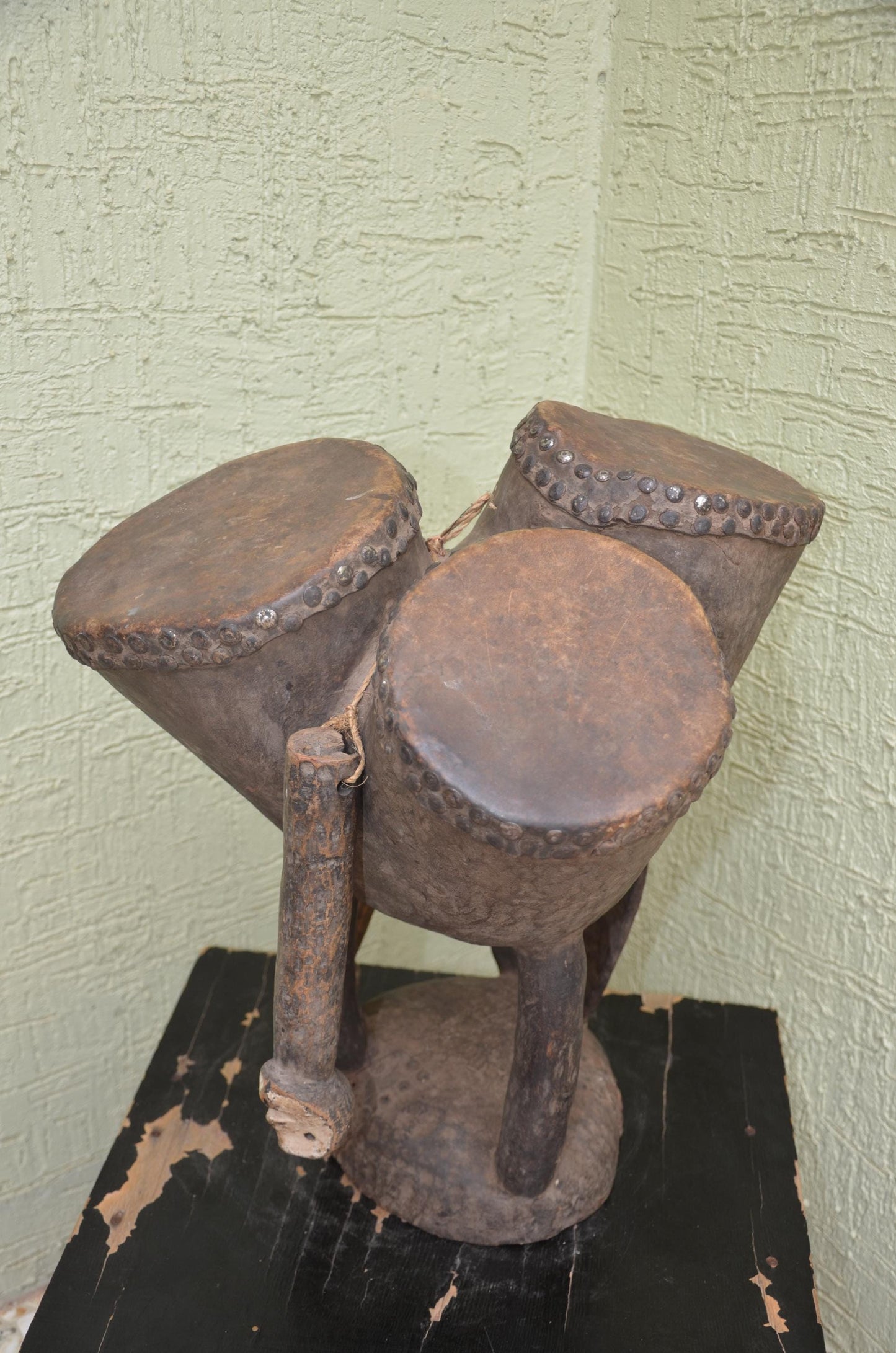 Authentic Pende/Kuba Traditional Double Drum | Congolese Art