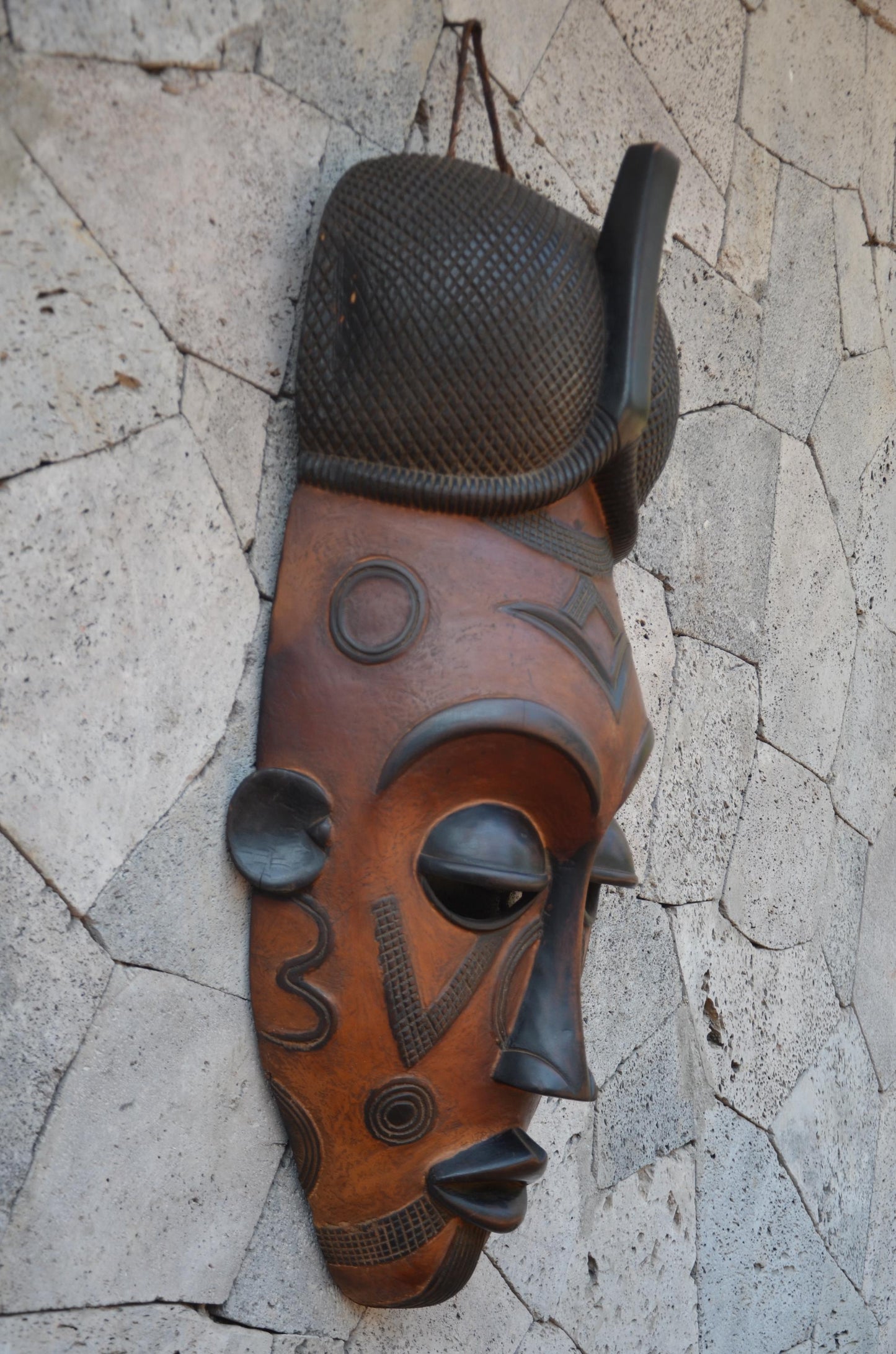 Authentic Chokwe-Style Mask | Elegant Angolan Tribal Wall Art