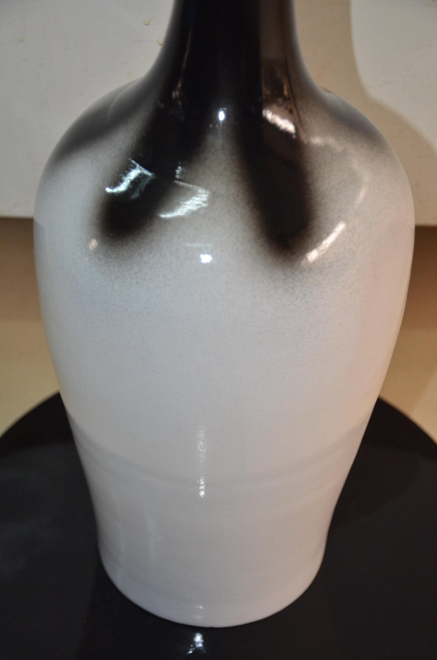 Tall Wooden Floor Vase | Black and White Long Neck Bud Vase