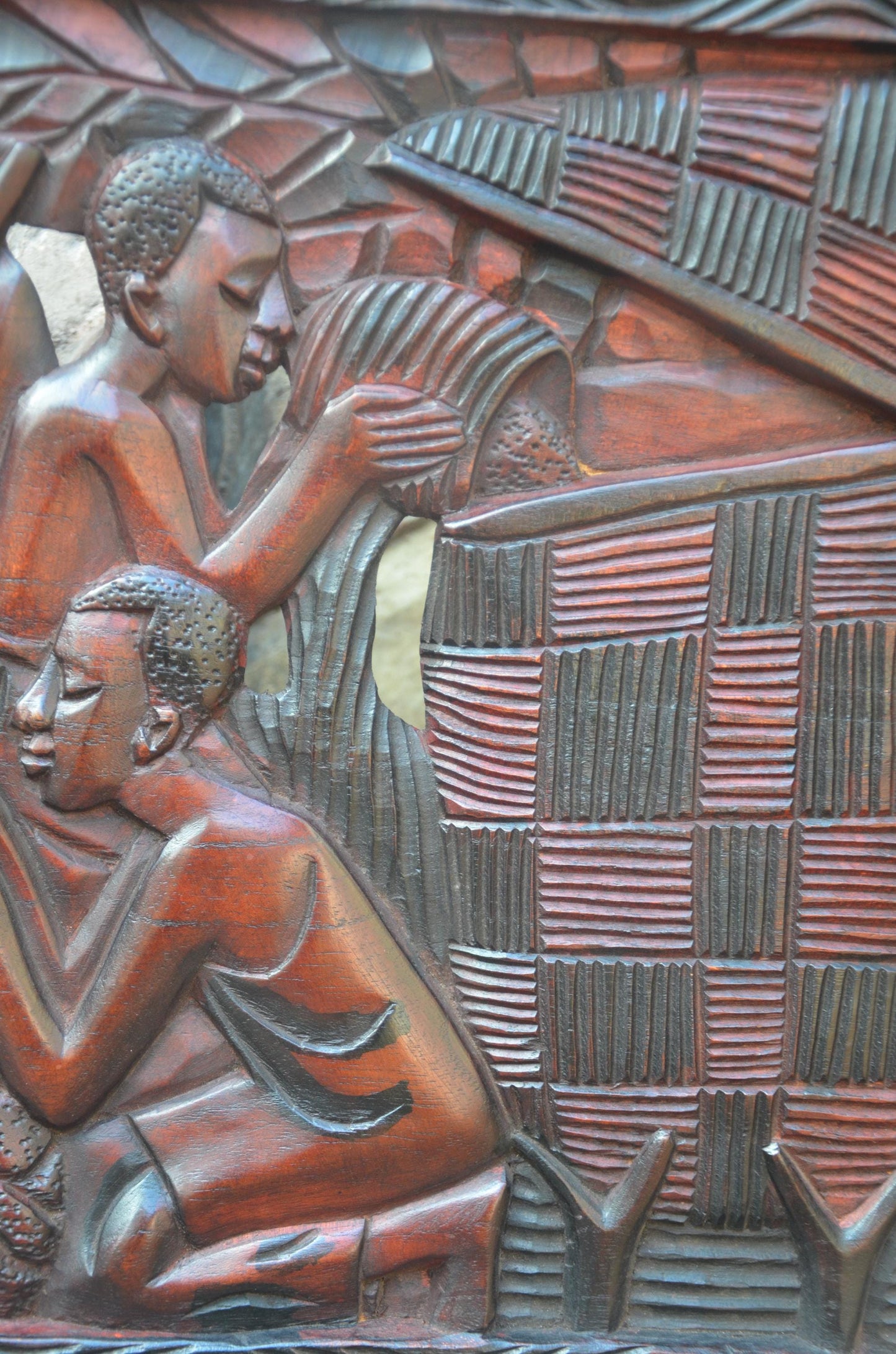 African Community Celebration Wall Plaque | Large Hand-Carved Wooden Relief Art | Village Gathering Wall Decor | Ethnic Sculptural Panel